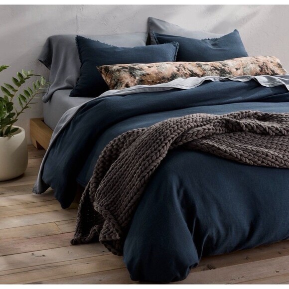 King 100% Linen Sheet Set Mineral Blue - Casaluna - Picture 2 of 7